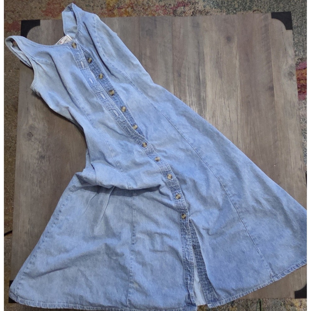 California Gold Rush Vtg Denim Sleeveless Button Up Dress Size 7 (Now Sz 2-4)